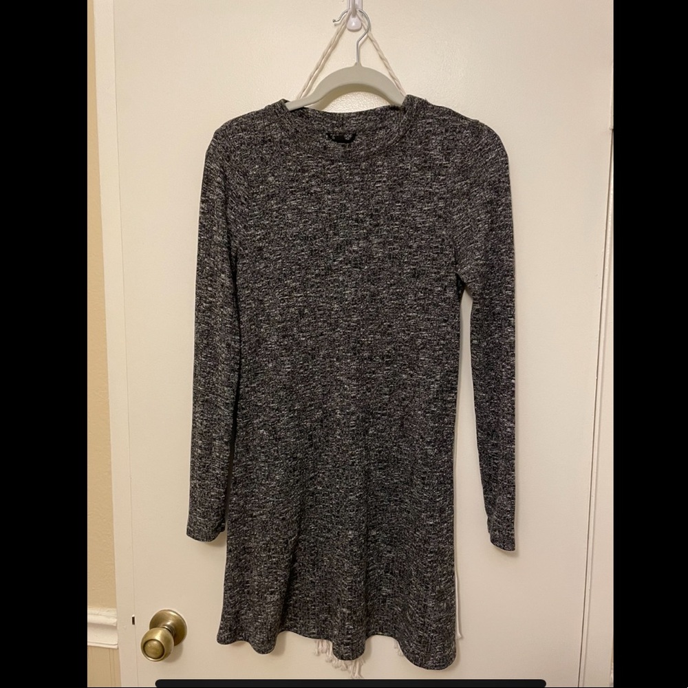 TOPSHOP marbled grey shift sleeve dress